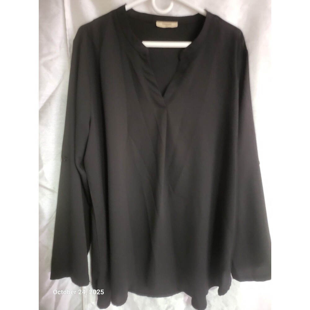 LS or 3/4 sleeve womens black dress shirt Timeson Very Light  EUC XXL